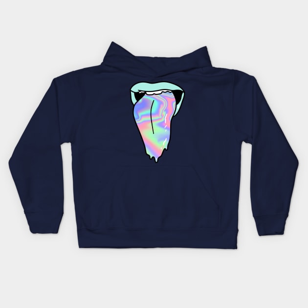 Rainbow Slime Tongue Kids Hoodie by saradaboru